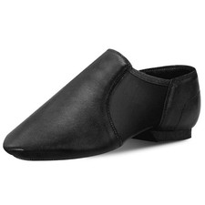 's Jazz Shoes Leather Split Sole Dance Shoes for Men, Black 13.5W / 12.5M