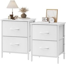 Steel Frame, Kids Dresser with 2 Drawers, Nightstand Set of 2