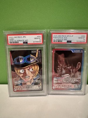 Ace & Sabo Leader Alt Art PSA 10 Graded Sets; Sabo Op05-001 And