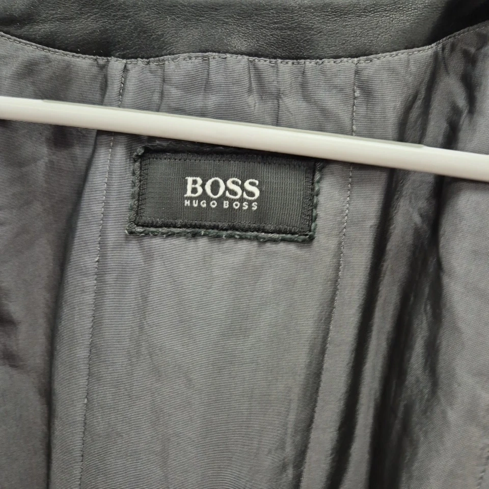 Hugo Boss Black Lambskin Leather Bomber Coat Jacket Size Eu 50 Uk Large Men's - Image 4 of 4