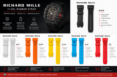 Richard Mille Genuine Rubber  Watch Strap /Band RM 11-03L RM 010 RM 011 RM 003
