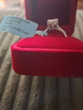 Moissanite Sterling Silver Engagement Ring Round Prong 2.69ctw VVS D Size 5