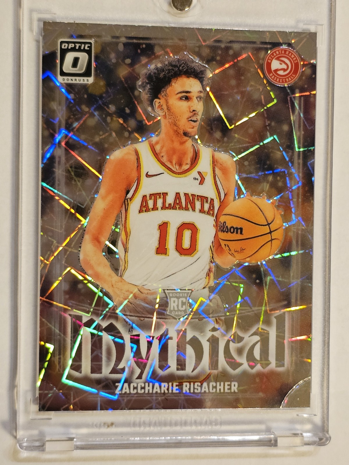 2024-25 Mosaic Optic #10 Zaccharie Risacher Mythical Rookie Card SSP CASE HIT