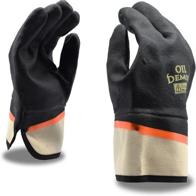 5300J Oil Demon Bla/Oran Double Dipped PVC Gloves, Sandy