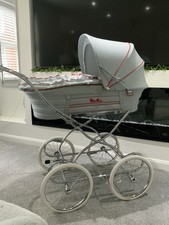 VINTAGE SILVER  CROSS COACHBUILT  BABY PRAM With Matching Pram Quilt
