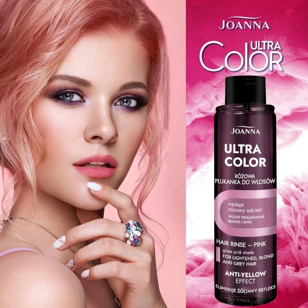 Joanna Pink Hair Rinse Eliminate Yellow Shade Ultra Color Blonde Pink Grey Hair