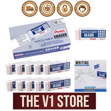 Large White Block Erasers, 10-Pack - Smudge  Tear Resistant for Flawless Use