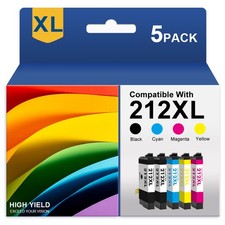 5PK 212XL Ink replacement for Epson 212 XL Workforce WF-2830 XP-4105 Printer