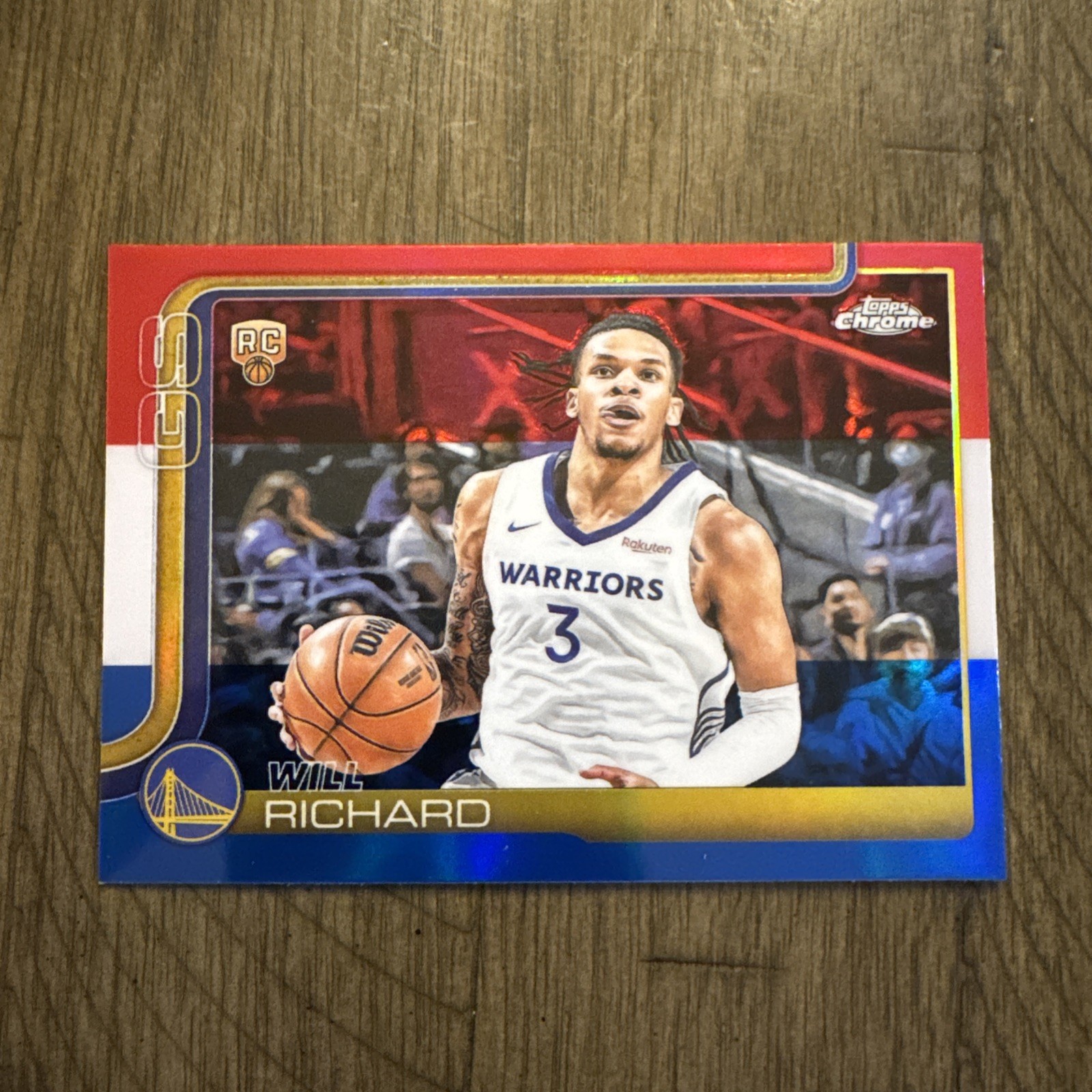 2025-26 Topps Chrome Will Richard RC Red White Blue Refractor #287 Warriors