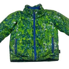 Kamik Kids Winter Jacket size 4 104 Green Blue Abstract Static Print Insulated