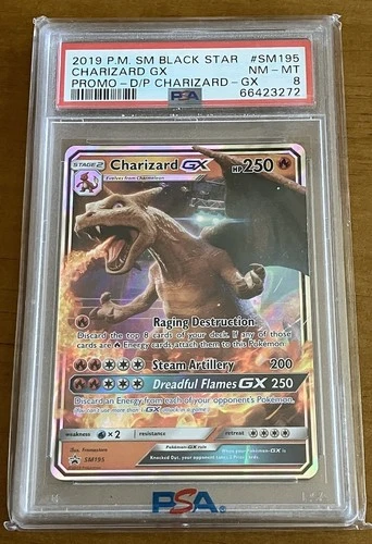 2019 POKEMON SM BLACK STAR PROMO #SM195 CHARIZARD GX PSA 8