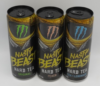 3 different cans 12fl oz cans Monster Energy NASTY BEAST Hard Tea, USA