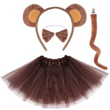 Dxhycc Monkey Costume Set Ears Headband Tail Bowtie One Size, Brown