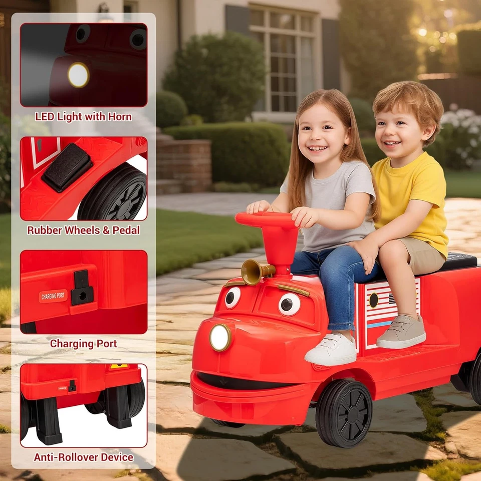 2-Seater Ride On Train Trackless Kids Electric Toy Car 2 Speeds W/ MP3 Bluetooth - Image 3 of 4