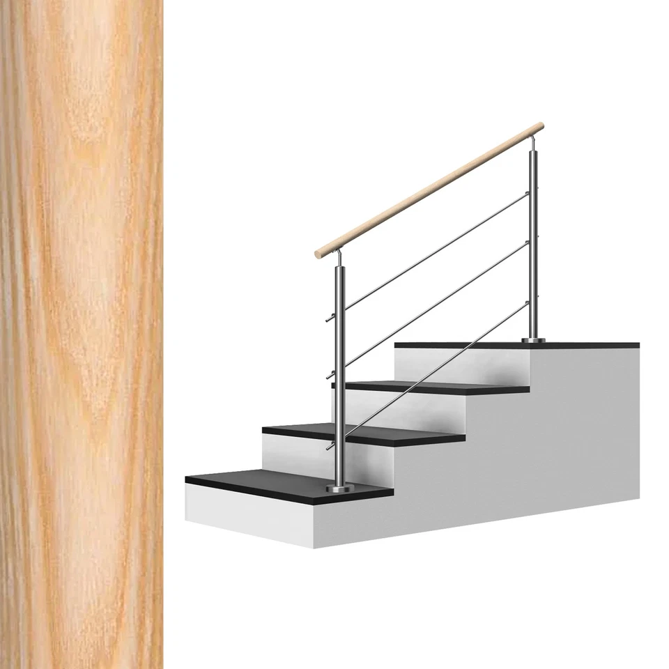 COSCH-EDELSTAHLTECHNIK Ringhiera per scale in legno frassino montaggio 2100 - 4000 mm corrimano in legno traverse