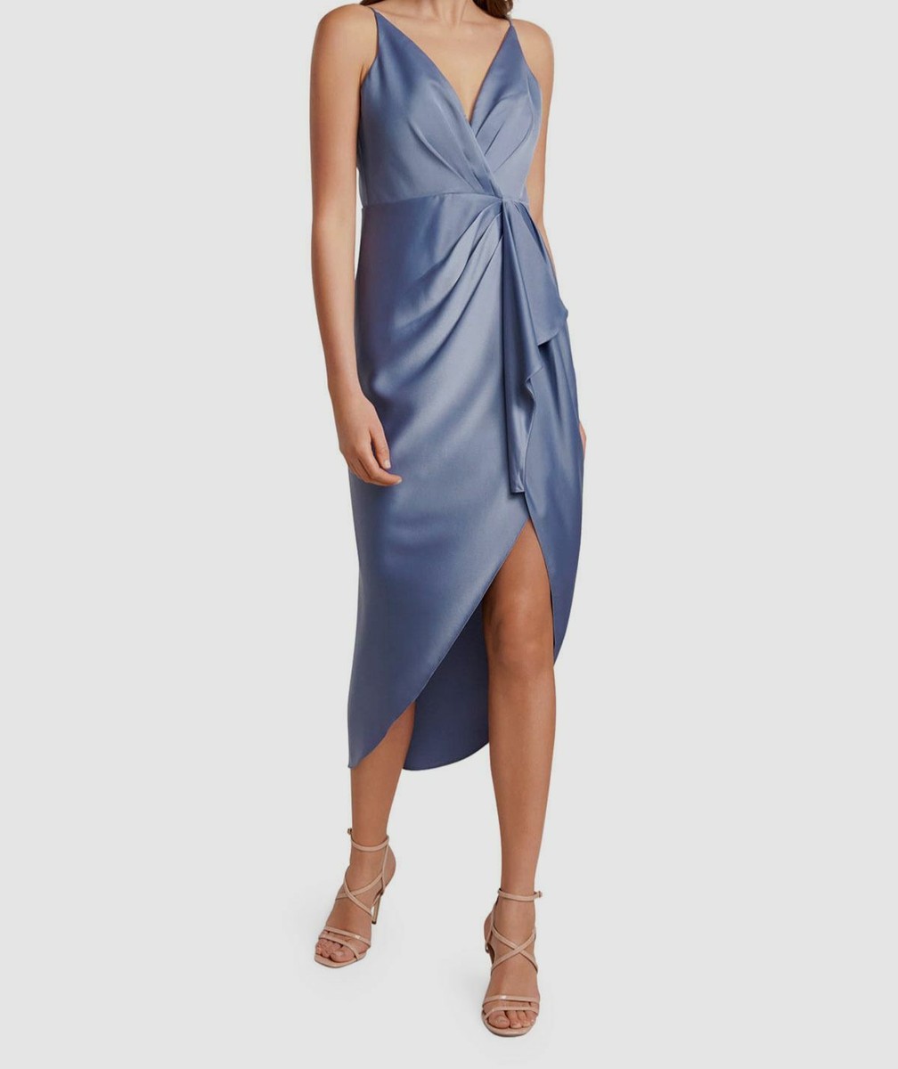 blue forever new dress $165 Forever New Women's Blue Sleeveless V-Neck High Low Sheath Dress Size  8