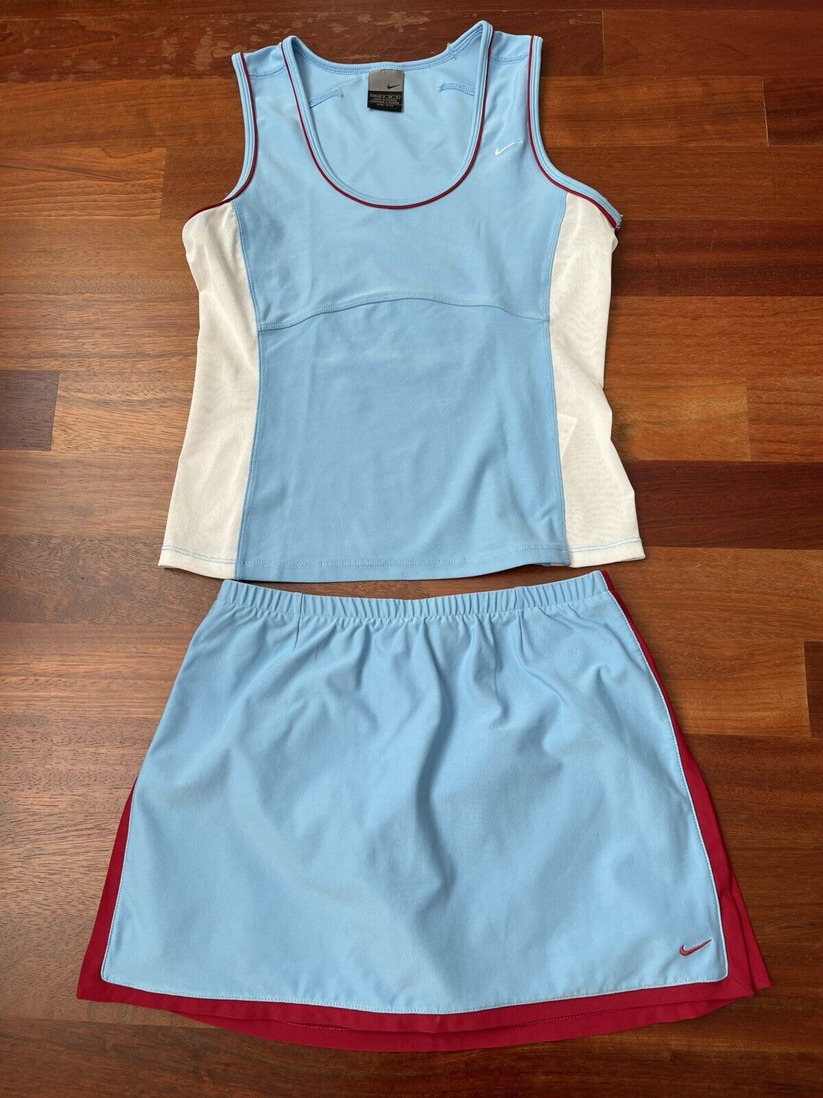 NIKE store DRI-FIT Tennis Outfit Matching Top Light Blue Skirt White Sale