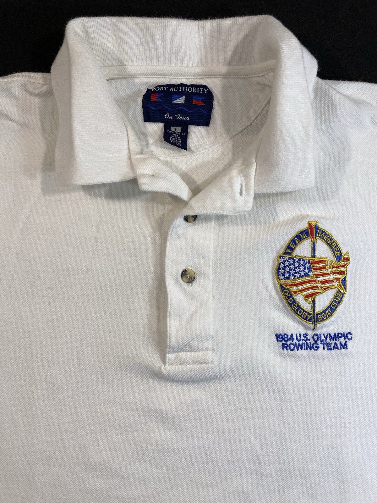 FILA Polo ufficiale USA Olympic Rowing Team Member 1984 taglia L Oldry Glor Boat