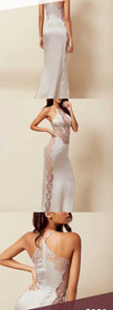 Agent Provocateur Soiree silver grey gown silk lace dress 12 full length maxi