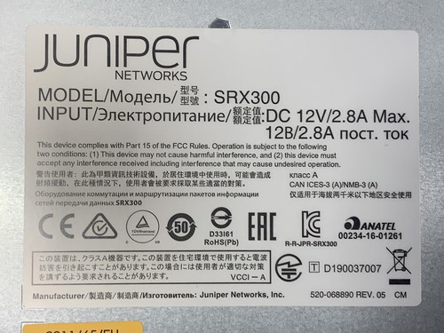 Juniper SRX300 6-Port Security Services Gateway Firewall w/ Mounting Bracket - Picture 4 of 5