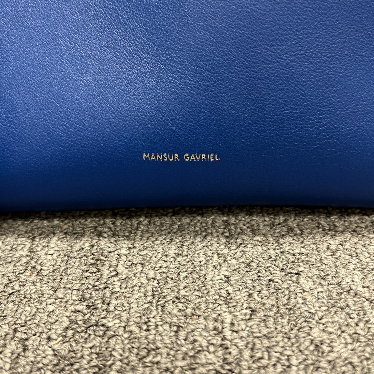 Mansur Gavriel Handbag Blue Leather Large Drawstring Bucket Bag