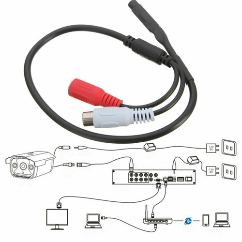 2x Audio High Sensitive Mic Microphone Cable for CCTV Security Camera DVR System - Picture 2 of 2