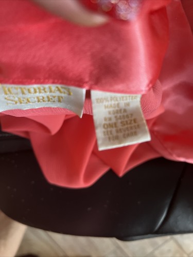 VTG Victoria Secret Gold Label Satin Feel & Sheer PEIGNOIR Orange Sm/OS bx7/ - Picture 6 of 10