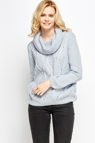 New Boohoo Blue Mohair Cable Knit 