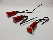 Red Circular 1/2" Panel Mount Indicator Plastic Neon Light w/ Wires DC Lot of  3