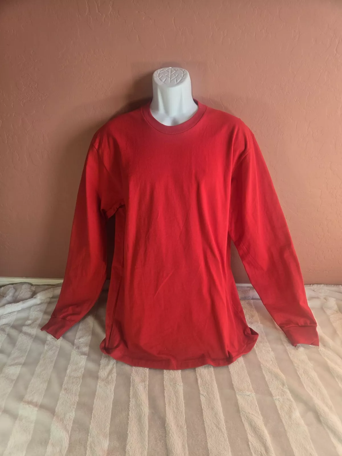 Manches longues homme Supreme rouge blanc coton prérétréci fabriqué aux États Unis taille L neuf sans étiquette
