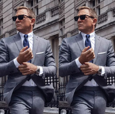 Grey Linen Retro Men's Suits Formal Business Summer Wedding Groom Tuxedo 2Piece