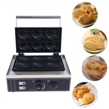 6-Cavity Fish Shape Waffle Maker Non-Stick Electric Waffle Iron Machine 110 V