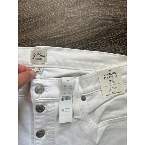 NWT J.Crew Vintage Straight Buttonfly Jean In White Size 33 A1 - Picture 6 of 8