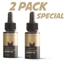 2 Pack MICHAEL STRAHAN DAILY DEFENSE HYDRATIONG FACE  BEARD ARGAN OIL NEW W Box