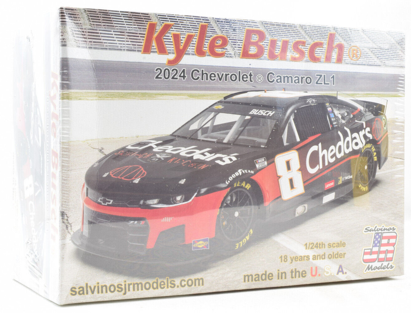 Salvinos JR Моделирует автомобильный комплект Cheddars Kyle Busch 2024 Camaro ZL1 Nascar 1/24