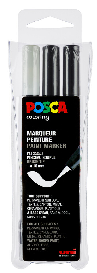 Uni-Ball Fasermaler Uni Posca Pcf-350 1-10mm Schwarz/weiß Ve=3 Stück