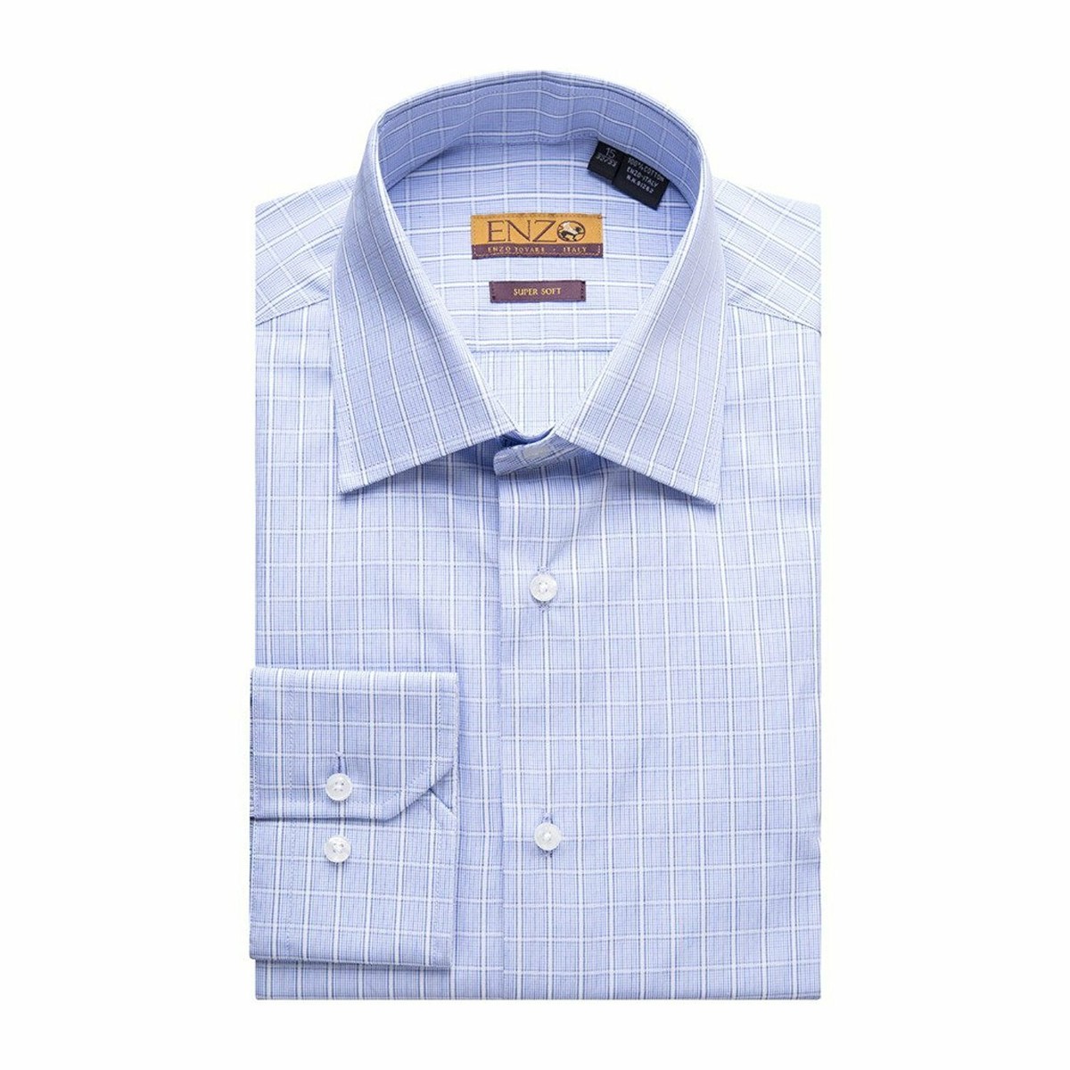 enzo mens dress shirts Enzo Men's Slim Fit Long Sleeve 100% Cotton Super Soft Dress Shirt - CLEARANCE
