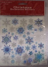 Christmas Decorative Stickers - Blue  White Snowflakes - New