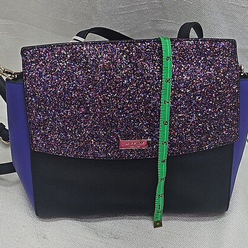 Kate Spade Laurel Way Umhängetasche Farbblock schwarz lila Glitzer Handtasche Neu mit Etikett - Bild 7 von 7