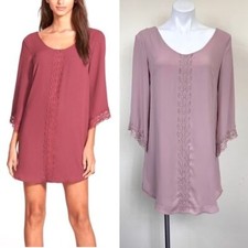 ASTR the label dusty rose lace trimmed shift dress size m