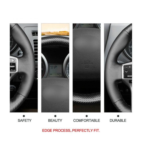 Black Suede Carbon Fiber Car Steering Wheel Cover For Toyota Land Cruiser Prado - Picture 4 of 11