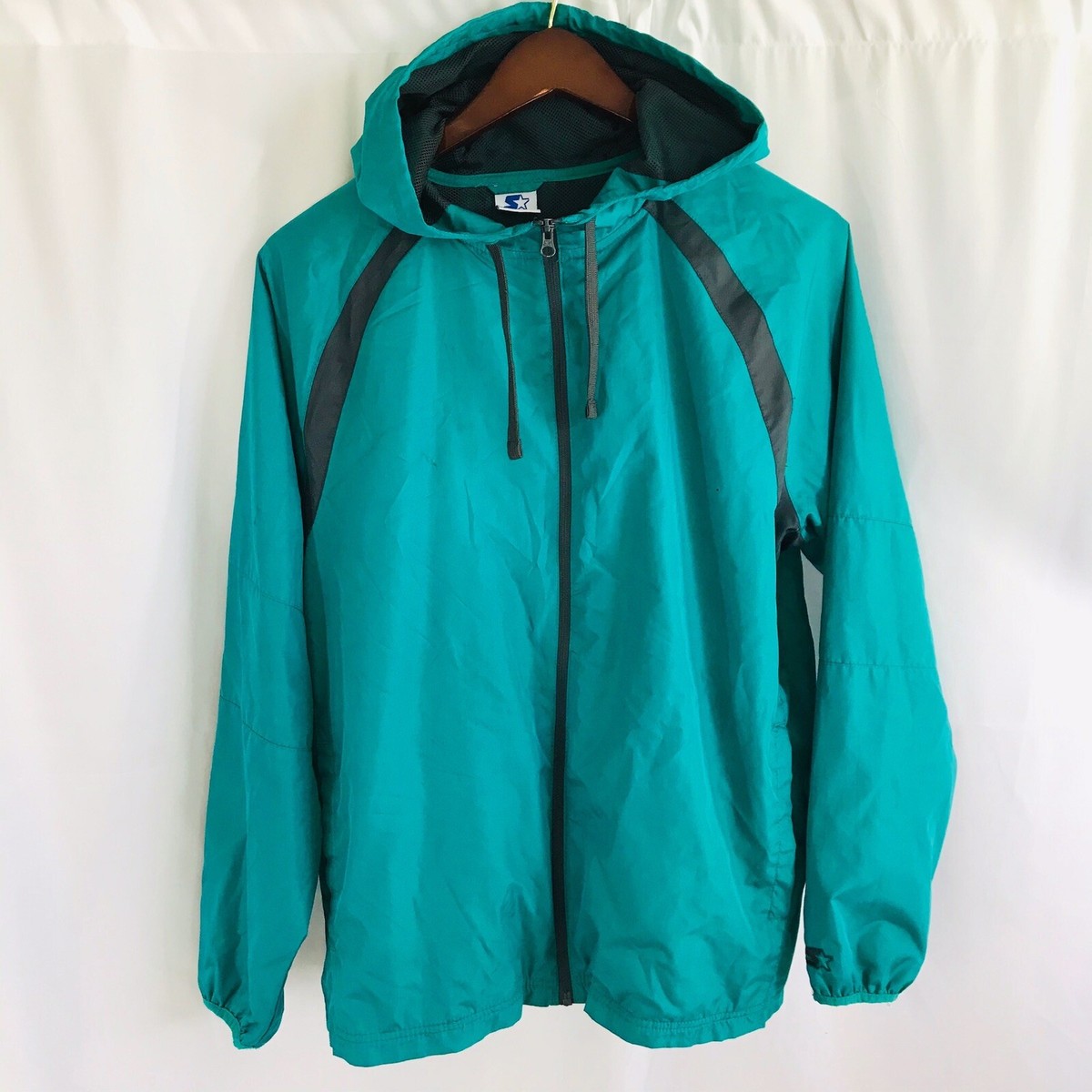 Vintage Starter Jacket, Size LARGE 42-44 Turquoise and Black
