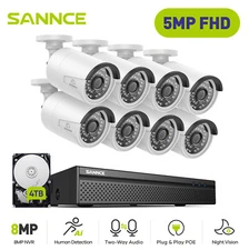 SANNCE 3MP 5MP Two Way Audio POE Security IP Camera System 8CH 8MP NVR Outdoor 
