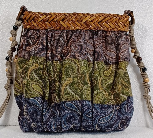 Cartera Sun N Sand Boho Multicolor Verano Playa Tela Con Acentos de Paja y Cuentas - Imagen 5 de 13