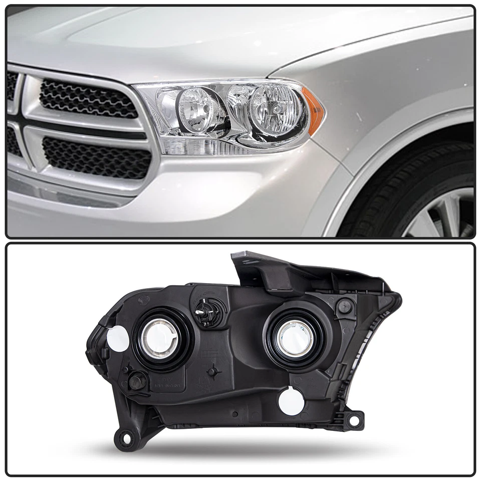 Par de faros cromados ámbar izquierdo y derecho para Dodge Durango 2011-2013 Foto 3 de 4