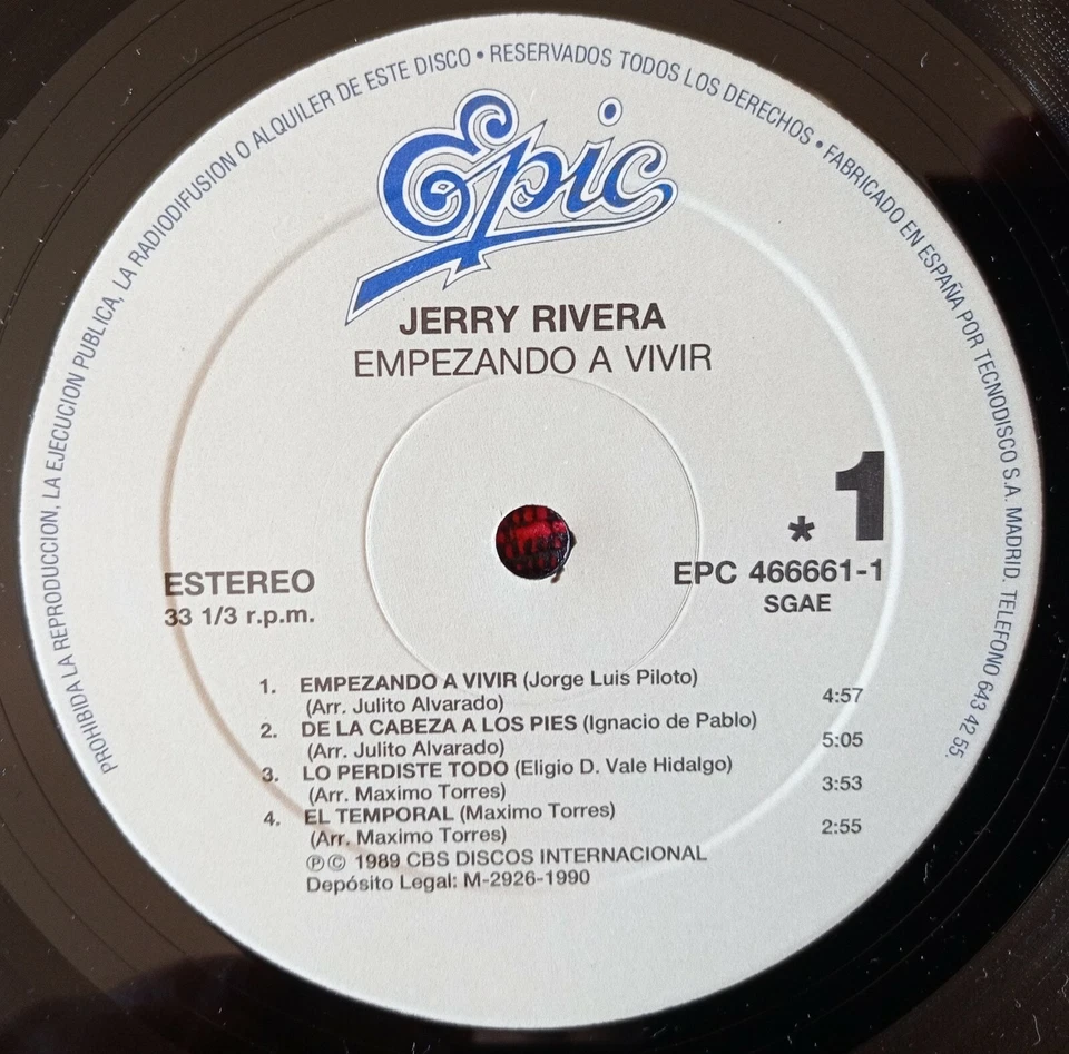 JERRY RIVERA ** Empezando A Vivir ** VERY RARE & SCARCE 1989 Spain Press LP - Image 3 of 4