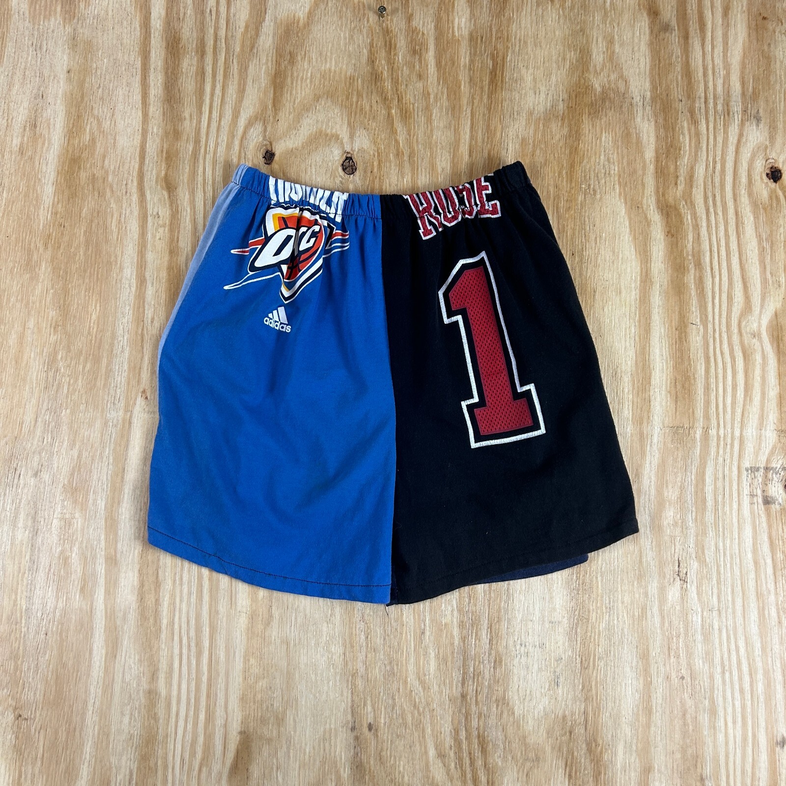 No Tag Retro Basketball Shorts OKC Thunder vs LA Lakers Blue/Black Mens Sz 24