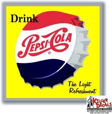 (PC-221-2) 3"X 3" YELLOW DRINK PEPSI SODA DECAL POP VENDING MACHINE COOLER 