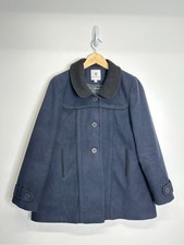 Just Ruby Winter Overcoat Womens Size Large Navy Blue Bow Detail Vintage Style