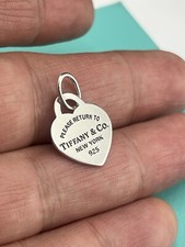 Please Return To Tiffany  Co. Sterling Silver Medium Heart Tag Pendant Charm